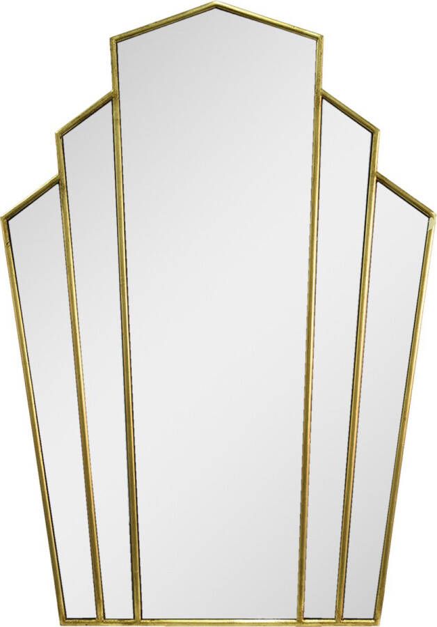 Clayre & Eef Spiegel 70x100 cm Goudkleurig Kunststof Grote Spiegel Wand Spiegel Muur Spiegel Goudkleurig Grote Spiegel