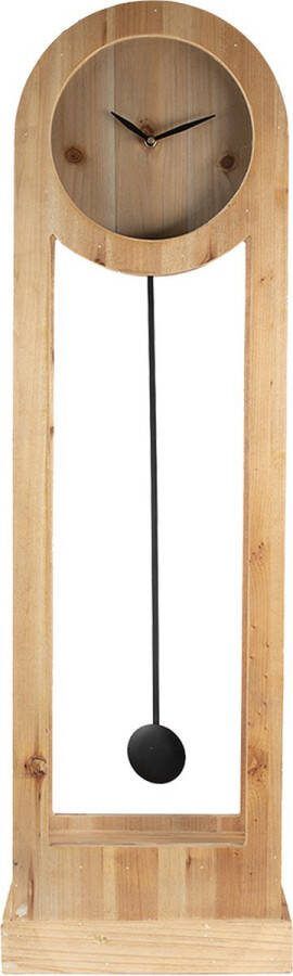 Clayre & Eef Staande klok 28x100 cm Bruin Zwart Hout Rechthoek Klok op Voet Bruin Klok op Voet
