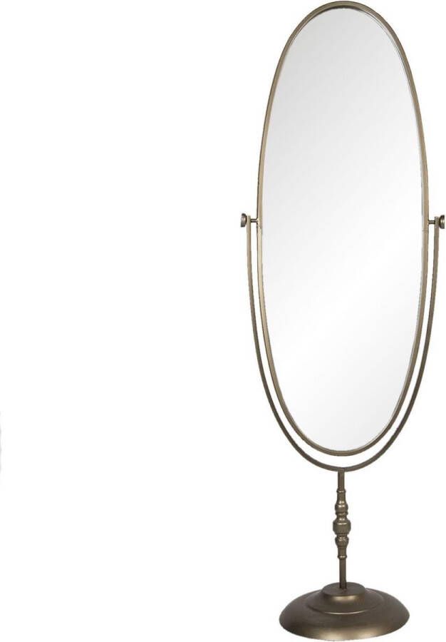 Clayre & Eef Spiegel 48x150 cm Goudkleurig Ijzer Glas Ovaal Staande spiegel Goudkleurig Staande spiegel