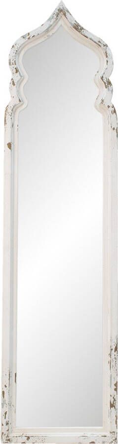 Clayre & Eef Spiegel 48*186 cm Wit Hout Glas Rechthoek Passpiegel Grote Spiegel Staande spiegel