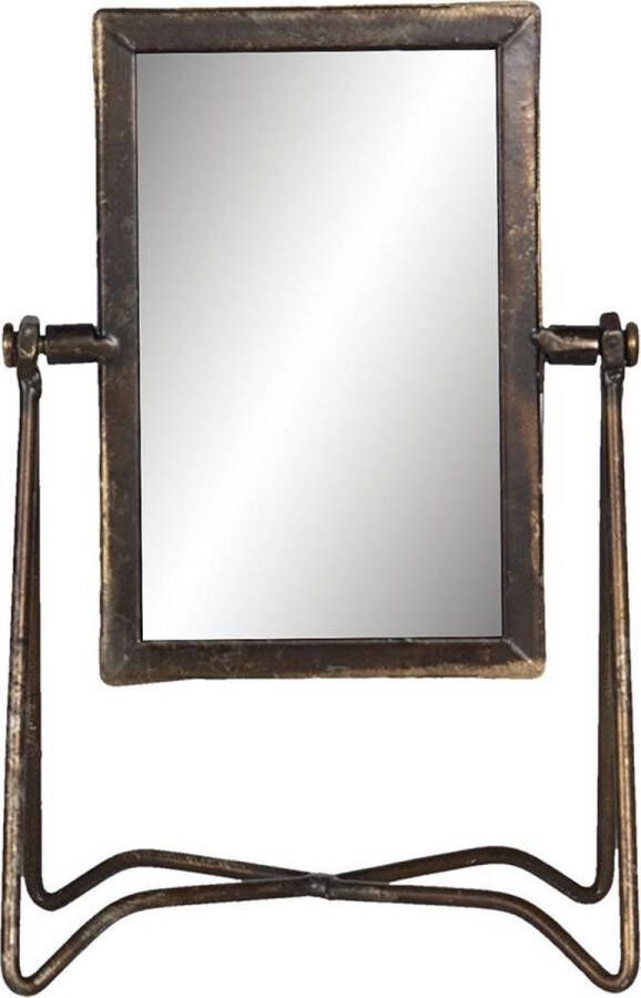 Clayre & Eef Staande Spiegel 15*10*22 cm Beige Metaal glas Rechthoek Tafel Spiegel Tafel Spiegel