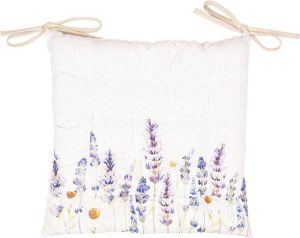 Clayre & Eef Stoelkussen Foam 40*40 cm Meerkleurig Katoen Bloemen Vierkant Zitkussen Tuinkussen Tuinstoelkussen ZitkussenTuinkussenTuinstoelkussen
