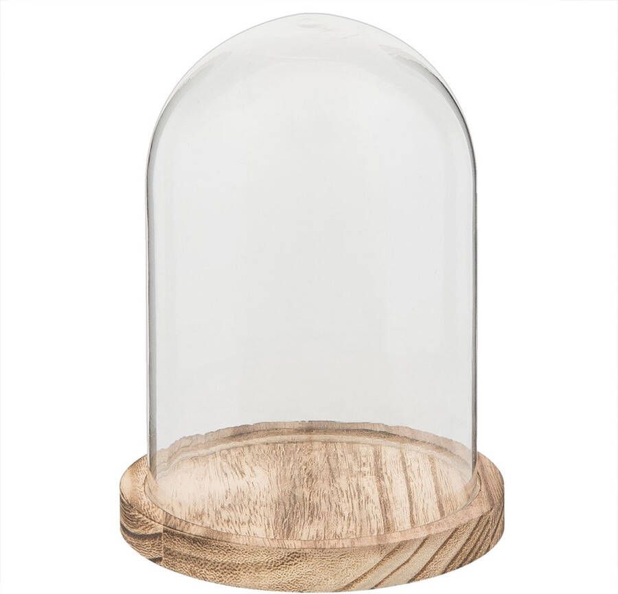 Clayre & Eef Stolp Ø 12*17 cm Transparant Glas Rond Glazen Stolp op Voet Glazen StolpStolp op Voet