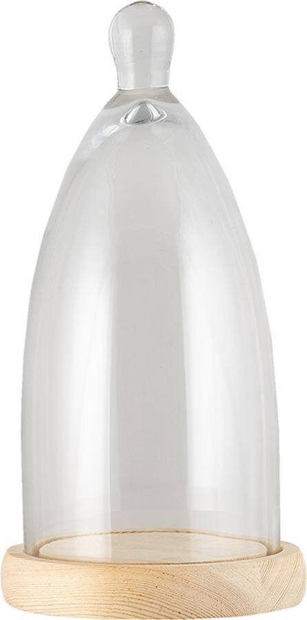 Clayre & Eef Stolp Ø 14x29 cm Hout Glas Rond Glazen Stolp