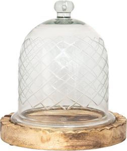 Clayre & Eef Stolp Ø 22x25 Cm Glas Hout Glazen Stolp Transparant Glazen Stolp