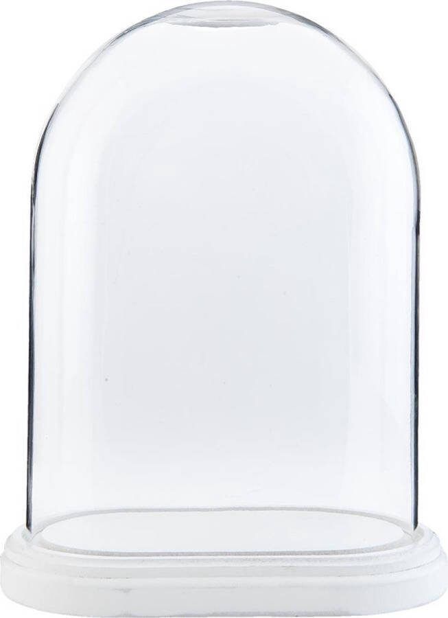 Clayre & Eef Stolp 26x15x33 cm Hout Glas Ovaal Glazen Stolp