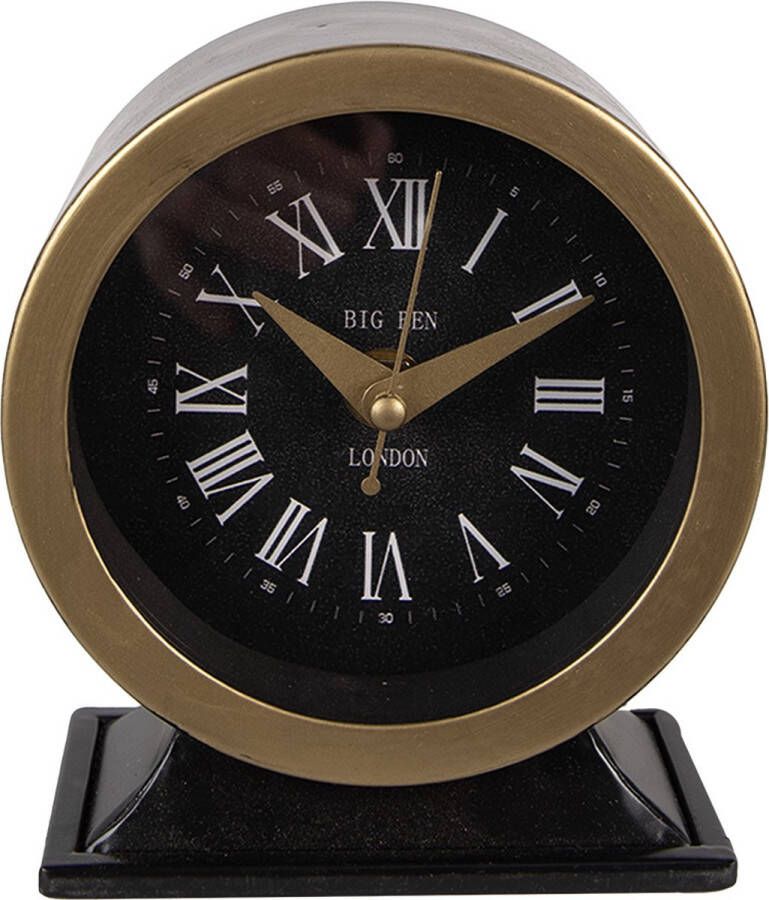 Clayre & Eef Tafelklok 14 cm Zwart Ijzer Glas Big Ben London Tafelklokken Binnen Zwart Tafelklokken Binnen