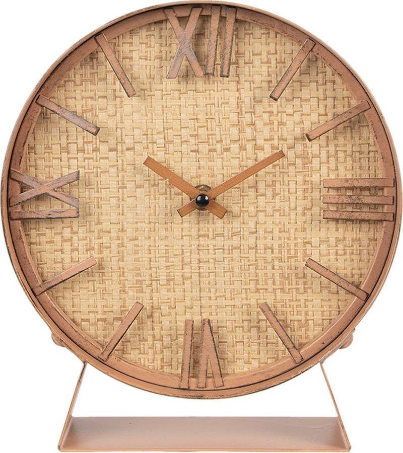 Clayre & Eef Tafelklok 24 cm Bruin MDF Ijzer Tafelklokken Binnen Bruin Tafelklokken Binnen