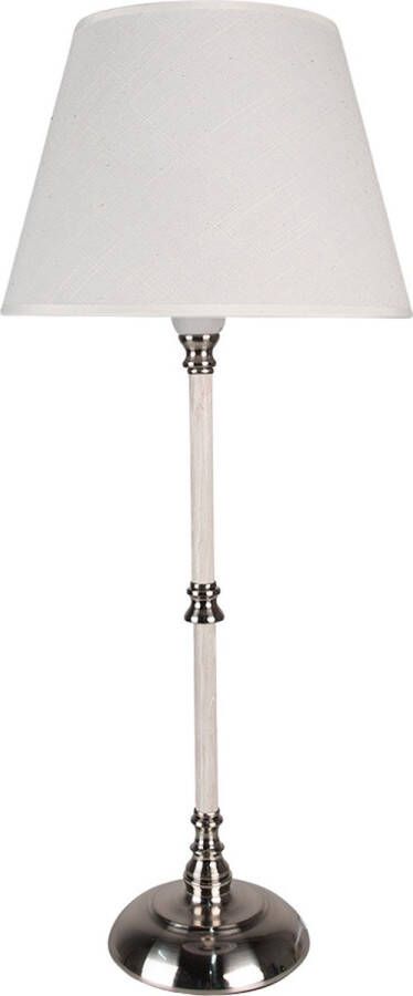 HAES deco Tafellamp Loving Chic Zilverkleurige Vintage Lamp Ø 27x63 cm Bureaulamp Sfeerlamp Nachtlamp