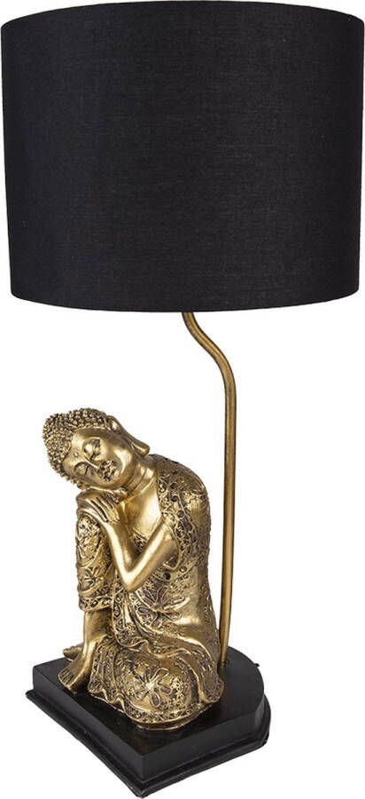 HAES deco Tafellamp Dramatic Chic Goudkleurige Boeddha Ø 26x54 cm Goudkleurig Zwart Bureaulamp Sfeerlamp