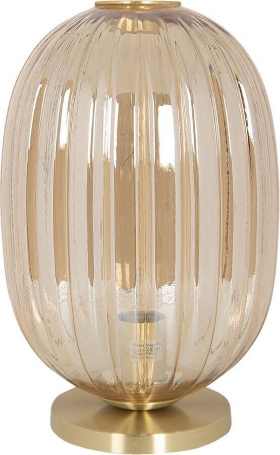 Clayre & Eef Tafellamp inclusief lichtbron 6LMP709CH Ø 20*35 cm E14 max 1*40W Goudkleurig Metaal glas