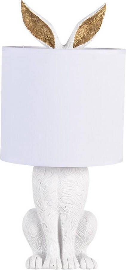 Clayre & Eef Tafellamp Konijn Ø 20x45 cm Wit Kunststof Bureaulamp Nachtlampje