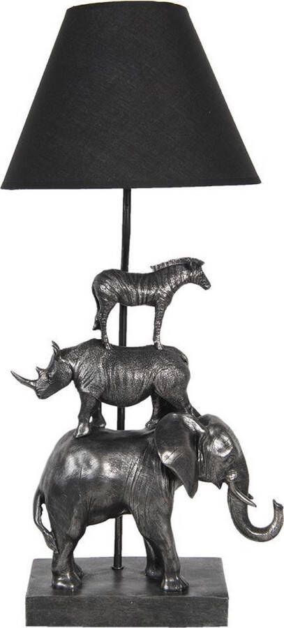 Clayre & Eef Tafellamp Olifant 32*27*65 cm Zwart Kunststof Bureaulamp Nachtlampje BureaulampNachtlampje