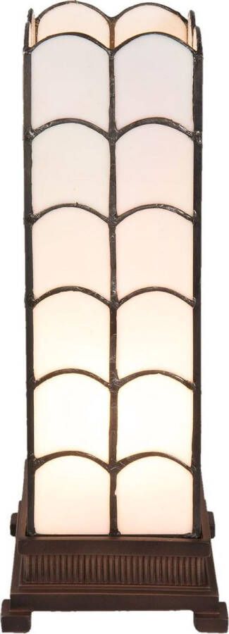 Clayre & Eef Tafellamp Tiffany 14*14*36 cm E14 max 1*25W Wit | 5LL-5929 |