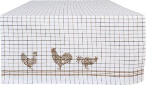 Clayre & Eef Tafelloper 50x140 Wit Beige Katoen 100% Katoen