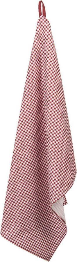 Clayre & Eef Theedoek 50*70 cm Rood Wit Katoen Rechthoek Ruit Vaatdoek Keukendoek Schotelvod Rood Vaatdoek Keukendoek