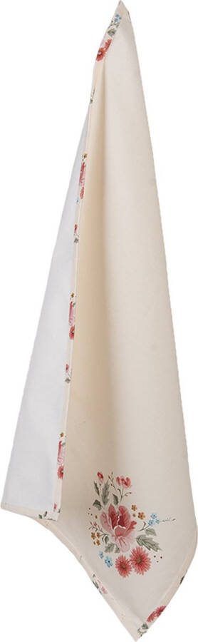 Clayre & Eef Theedoek 50x70 cm Beige Katoen Rozen Keukenhanddoek
