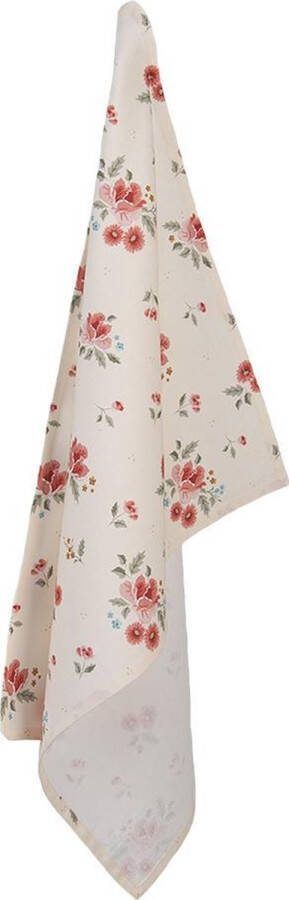 Clayre & Eef Theedoek 50x70 cm Beige Katoen Rozen Keukenhanddoek