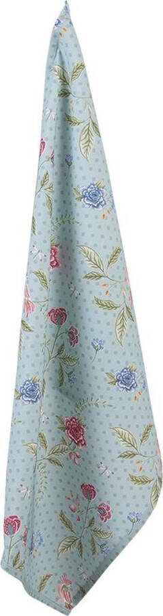 Clayre & Eef Theedoek 50x70 cm Blauw Groen Katoen Rechthoek Bloemen Vaatdoek Blauw Vaatdoek