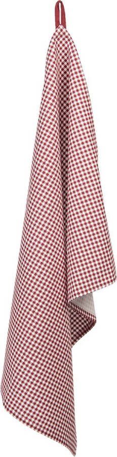 Clayre & Eef Theedoek 50x70 cm Rood Wit Katoen Rechthoek Ruit Vaatdoek Rood Vaatdoek