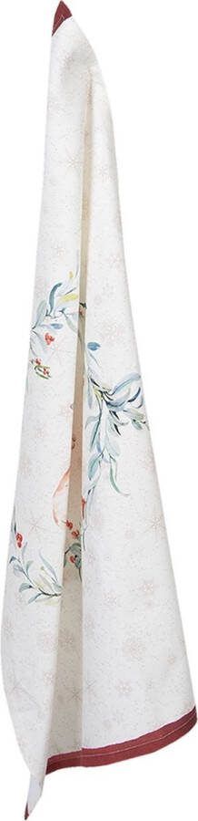 Clayre & Eef Theedoek 50x70 cm Wit Rood Katoen Hert Keukenhanddoek