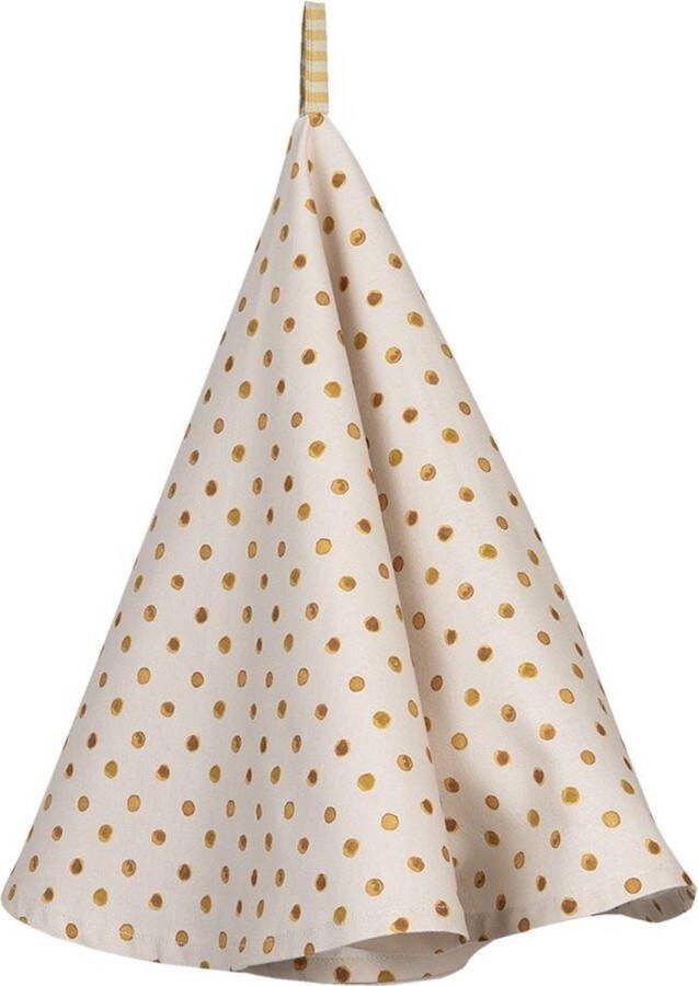 Clayre & Eef Theedoek Ø 80 cm Beige Geel Katoen Rond Citroen Vaatdoek