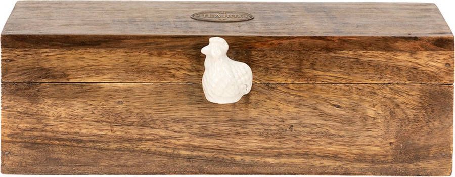 Clayre & Eef Theedoos 31x13x10 cm Bruin Hout Kip Theezak Bruin Theezak
