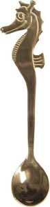 Clayre & Eef Theelepel 13 cm Goudkleurig Metaal Zeepaard Koffielepel Goudkleurig Koffielepel