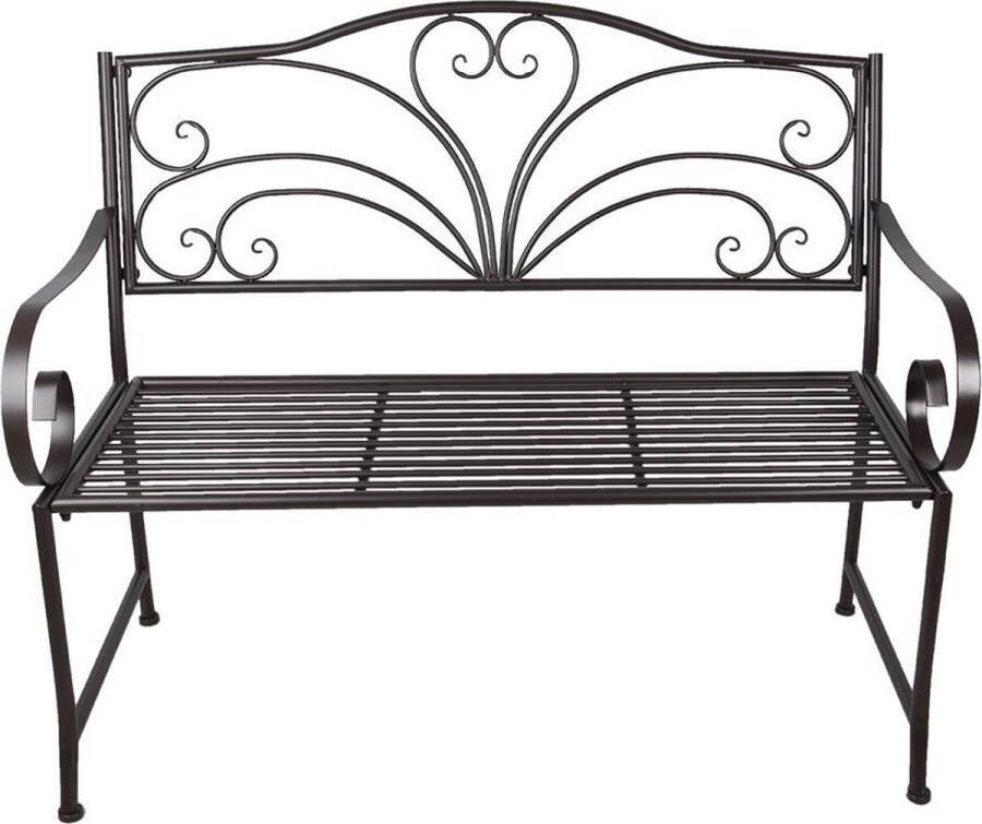 Clayre & Eef Tuinbank 117x50x98 cm Bruin Metaal Rechthoek Bank Buiten