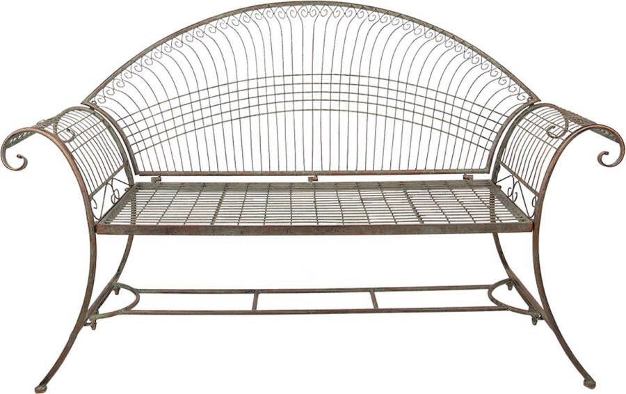 Clayre & Eef Tuinbank 157x49x96 cm Groen Bruin Ijzer Bank Buiten Bank