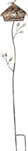 Clayre & Eef Tuinsteker Vogel 22*10*133 cm Bruin Ijzer Tuinprikker Gazonsteker Tuin Decoratie TuinprikkerGazonstekerTuin Decoratie