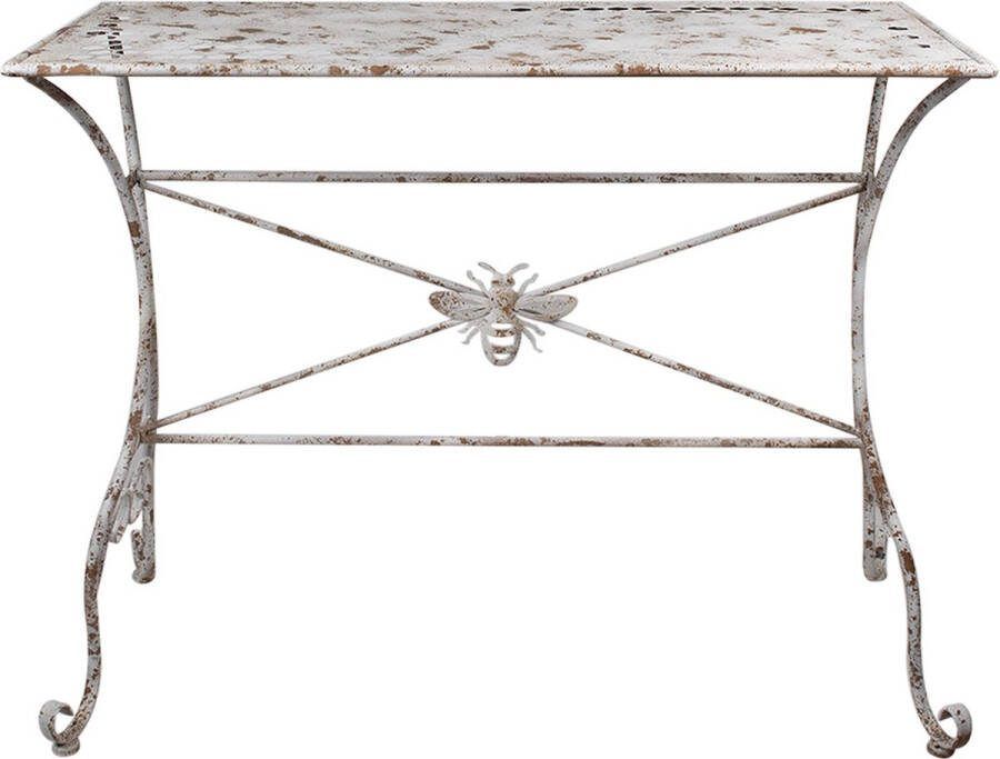 Clayre & Eef Tuintafel 112x50x86 cm Wit Bruin IJzer Bij