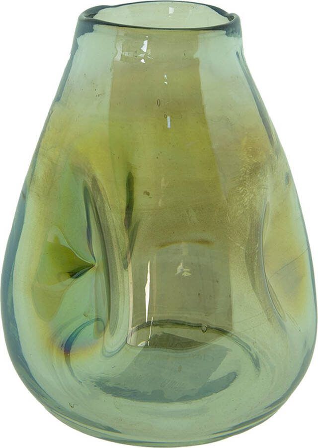 Clayre & Eef Vaas Ø 13x16 cm Groen Glas Glazen Vaas