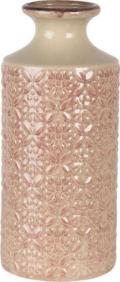 Clayre & Eef Vaas Ø 13x30 cm Roze Keramiek Rond Decoratie vaas