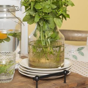 Clayre & Eef Vaas Ø 14*20 cm Transparant Glas Rond Glazen Vaas Bloempot Binnen Glazen VaasBloempot Binnen