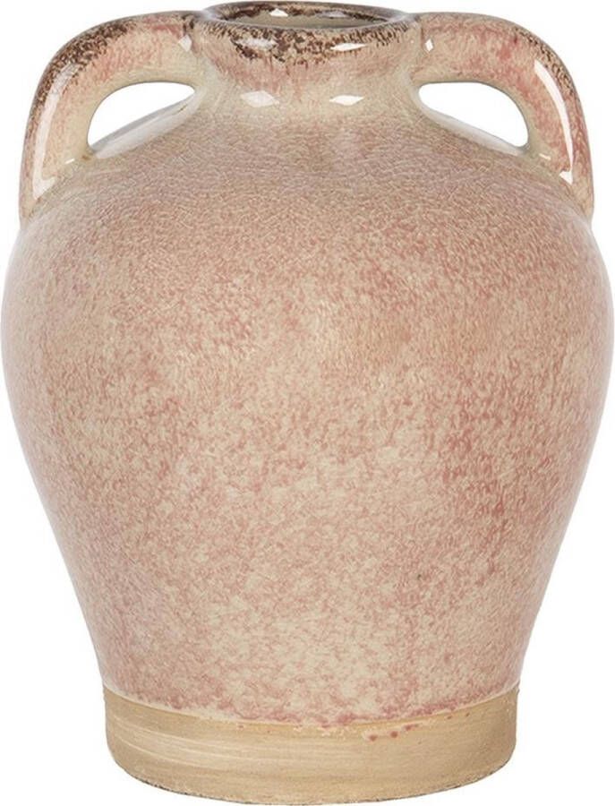 Clayre & Eef Vaas Ø 16x20 cm Roze Keramiek Rond Decoratie vaas