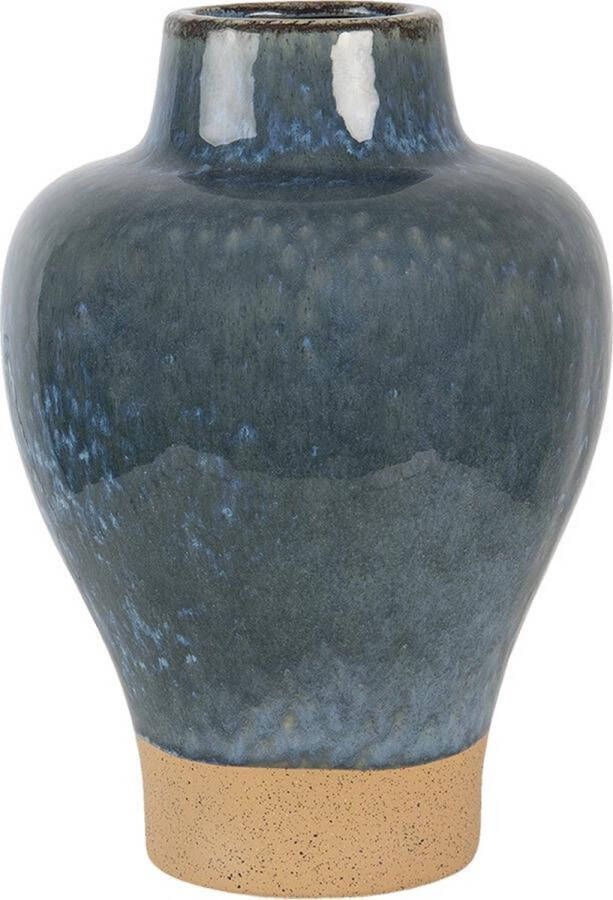 Clayre & Eef Vaas Ø 21x31 cm Blauw Keramiek Rond Decoratie vaas