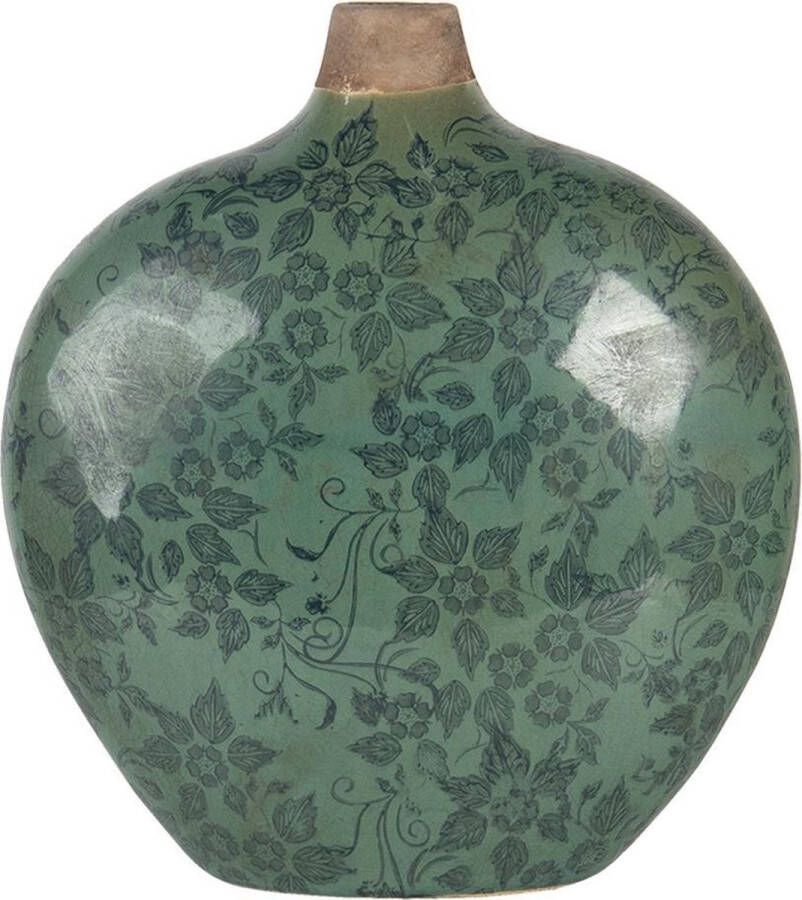 Clayre & Eef Vaas 23x11x26 cm Groen Keramiek Ovaal Vaas Keramiek