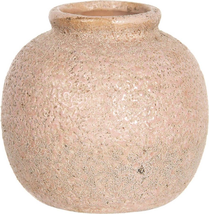 Clayre & Eef Vaas Ø 8*8 cm Beige Keramiek Rond Bloempot Binnen Pot Bloempot BinnenPot