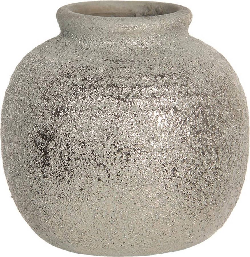 Clayre & Eef Vaas Ø 8*8 cm Bruin Keramiek Rond Bloempot Binnen Pot Bloempot BinnenPot