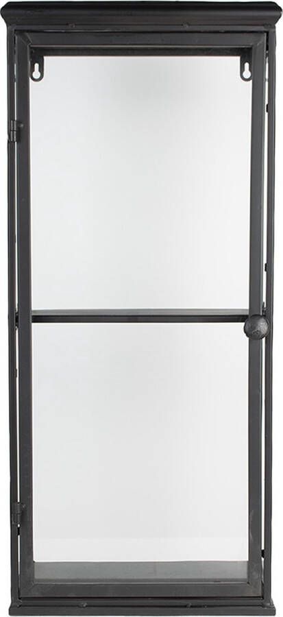 Clayre & Eef Vitrinekast 31x21x70 cm Zwart Ijzer Glas Wandkast Zwart Wandkast