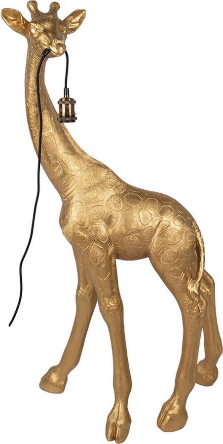 Clayre & Eef Vloerlamp Giraf 61x34x119 cm Goudkleurig Polyresin Staande Lamp Goudkleurig Staande Lamp