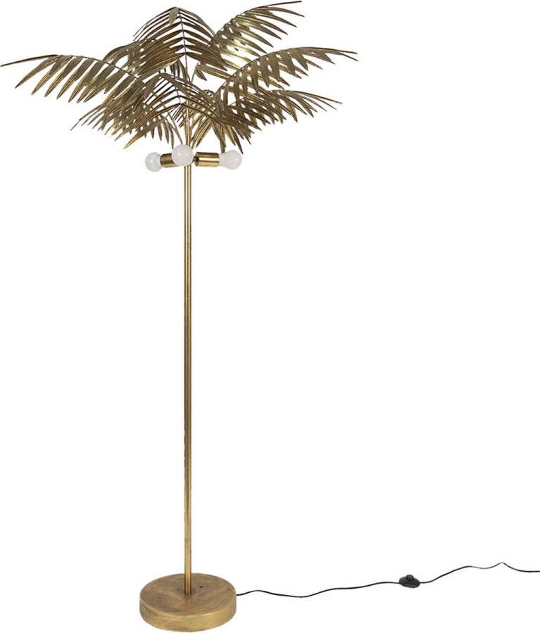 Clayre & Eef Vloerlamp Palm Ø 100x193 cm Goudkleurig Ijzer Staande Lamp Goudkleurig Staande Lamp
