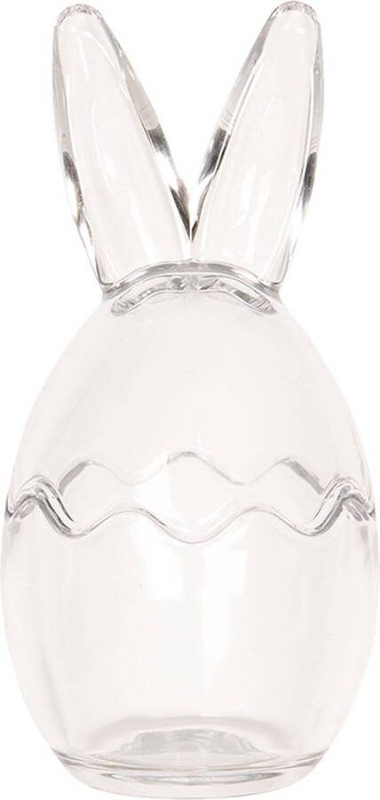 Clayre & Eef Voorraadpot Ø 10x21 cm Glas Rond Haas Voorraadbus Transparant Voorraadbus