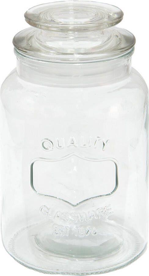 Clayre & Eef Voorraadpot Ø 11x19 cm Glas Rond Voorraadbus Transparant Voorraadbus