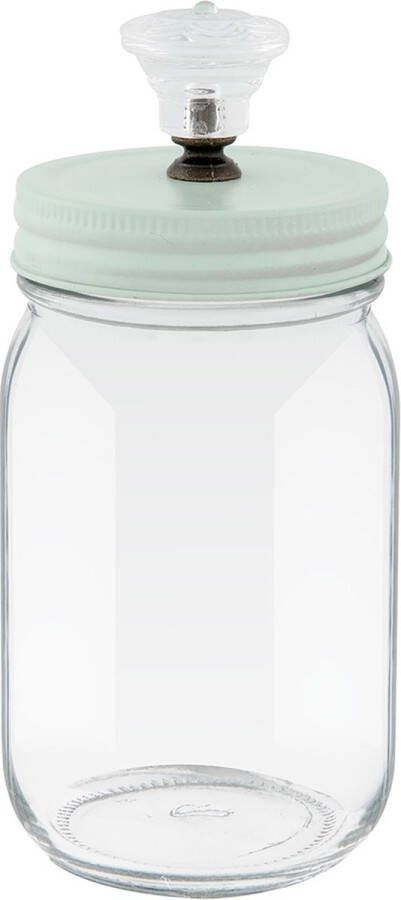 Clayre & Eef Voorraadpot 350 ml Transparant Ijzer Glas Rond Voorraadbus