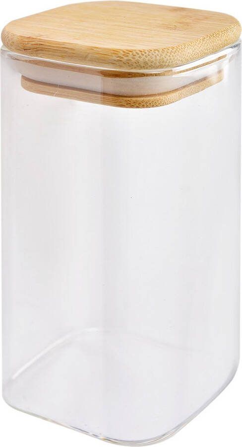 Clayre & Eef Voorraadpot 6x6x12 cm Transparant Glas Voorraadbus Transparant Voorraadbus