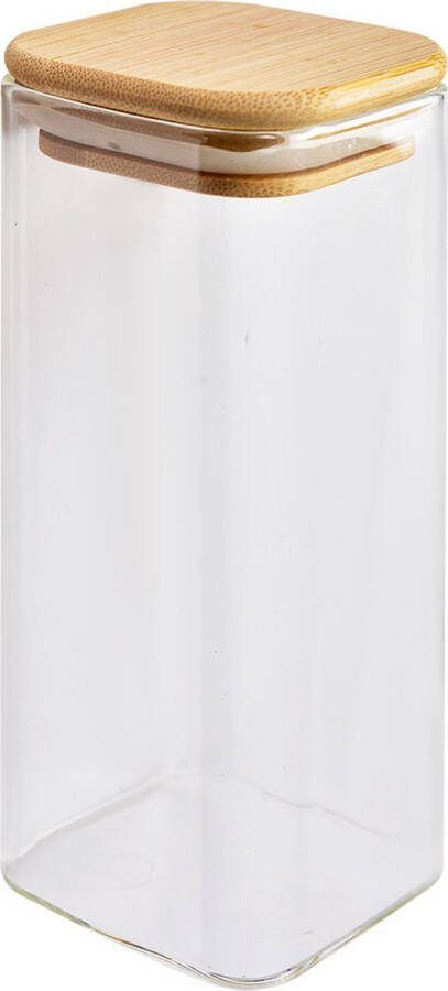 Clayre & Eef Voorraadpot 6x6x15 cm Transparant Glas Voorraadbus Transparant Voorraadbus