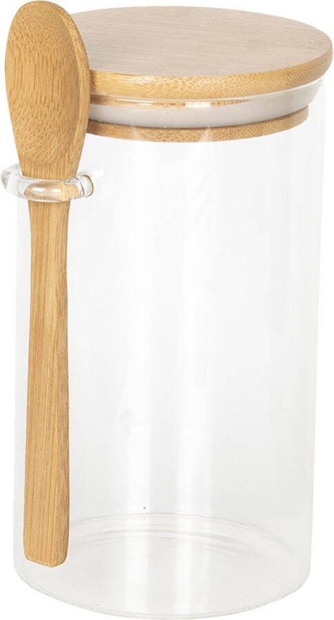 Clayre & Eef Transparente Voorraadpot met deksel Ø 8*15 cm 6GL2421L