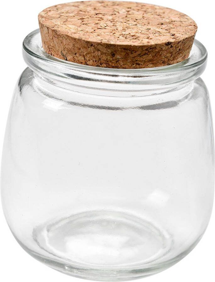 Clayre & Eef Voorraadpot Ø 8x9 cm Transparant Glas Voorraadbus Transparant Voorraadbus